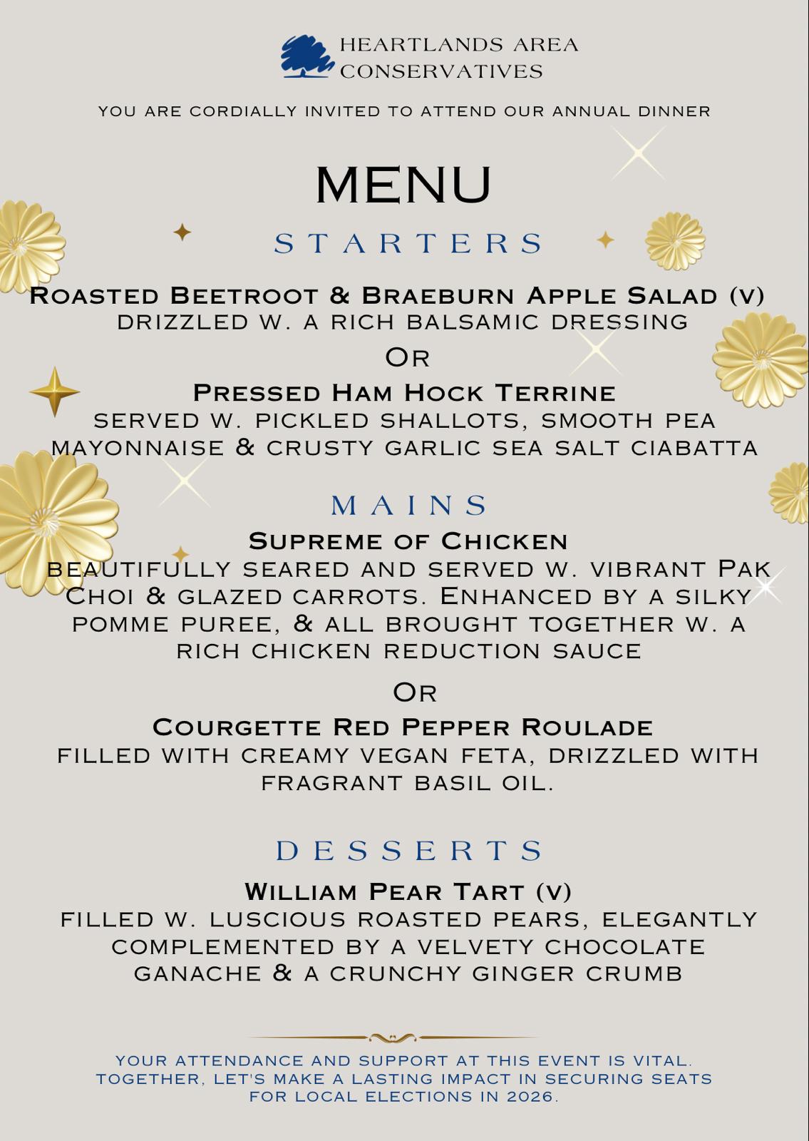Heartlands 2025 Dinner Menu